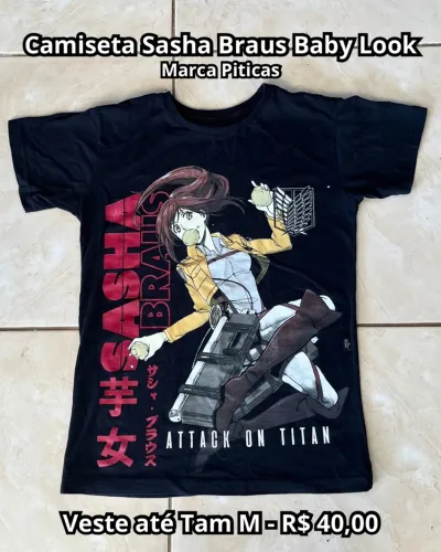 Camiseta Geek Baby Look Sasha Braus - Anime Attack On Titan (Piticas)