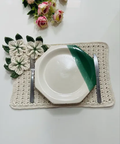 Jogo americano de crochê flor sakura