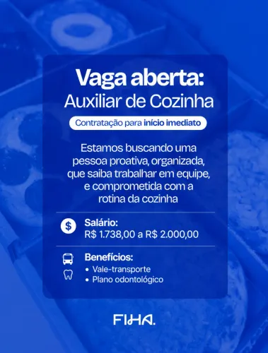 Vaga para auxiliar de cozinha