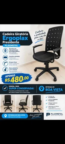 Cadeira Giratória Ergoplax Presidente - PLAXMETAL*<br>