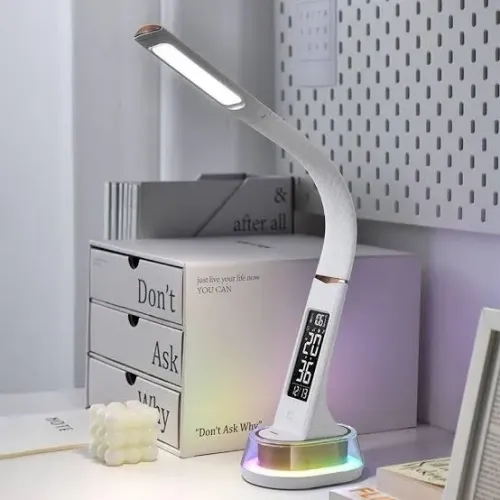 Luminária de Mesa LED Lelong Com Relógio