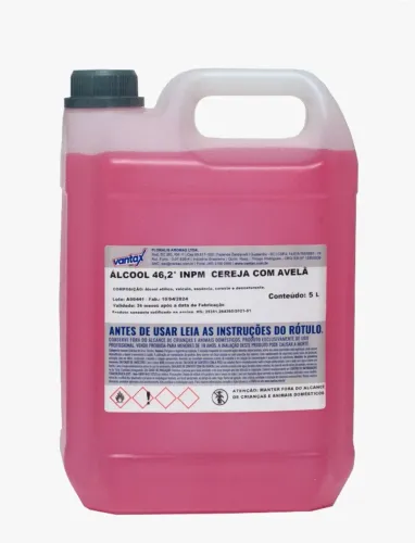 ÁLCOOL ETÍLICO 46° INPM CEREJA COM AVELÃ CX 4X5,1L - Lote completo