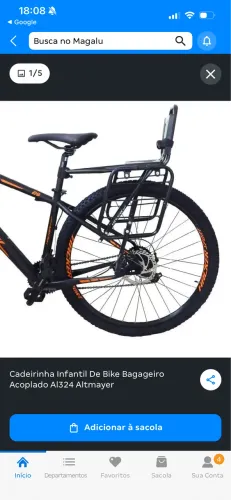 Cadeirinha de bicicleta para criança