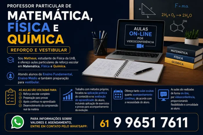 Professor Particular de Matemática, Física e Química | Reforço e Vestibular
