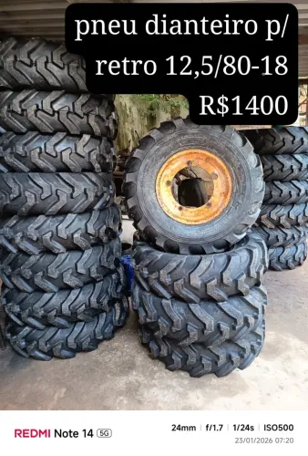 Pneu dianteiro Durable 12,5/80-18 para retroescavadeira, com banda tratorada profunda