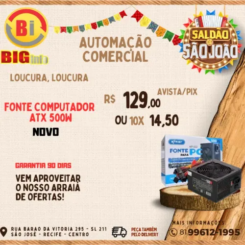 Fonte ATX Gamer 500w Real KP 522 Box