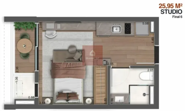 Studio na planta (OBRAS EM ANDAMENTO) com previsão de entrega em Dezembro de 2027