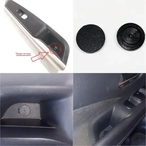 Kit 04 Tampas (capa) do puxador do porta objeto/Parafuso - NISSAN KICKS 2016 a 2024