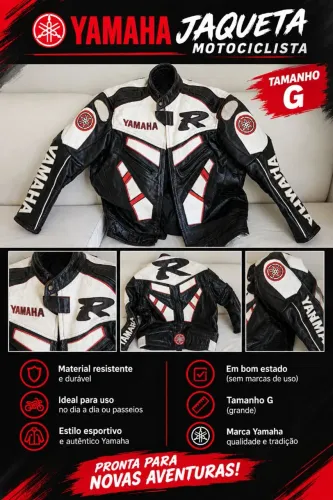 jaqueta de couro legítimo yamaha racing tamanho G