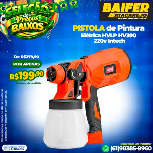 Pistola de Pintura Elétrica HVLP HV390 220v Intech