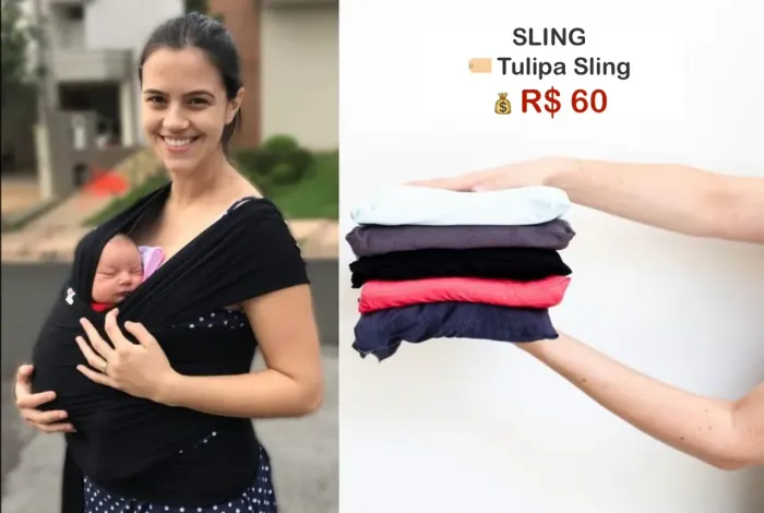 Carregador de Bebês Wrap Sling Preto - Tulipa Sling
