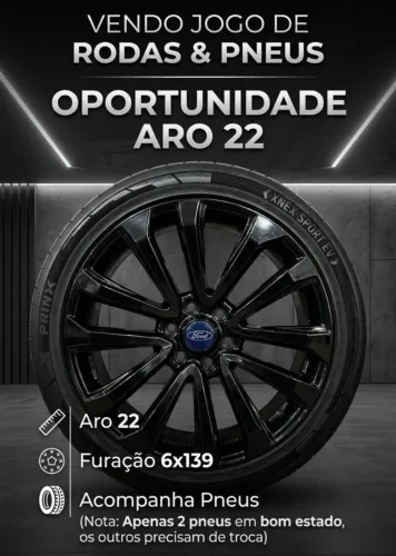 Rodas e pneus aro 22 (estava na Ford Ranger Raptor)
