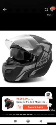 Capacete escamoteável moto