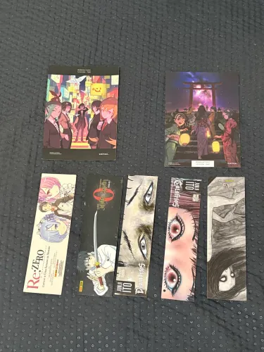 Lote Marcadores de Página Anime/Mangá (Re:Zero, Jujutsu, Junji Ito) + Brinde