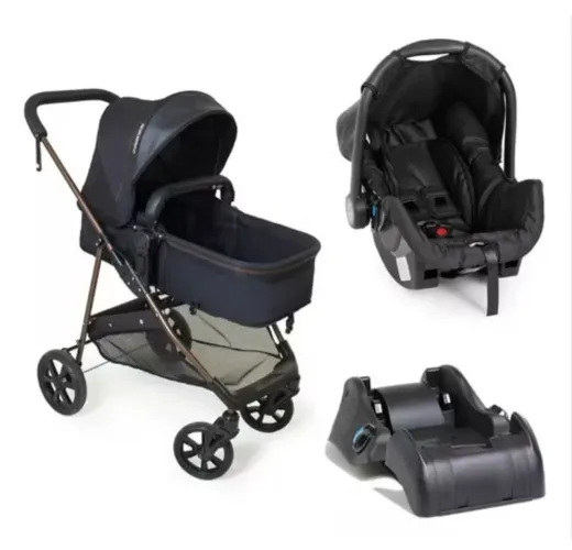 Kit carrinho bebê Napoli + bebê conforto e base para carro Galzerano