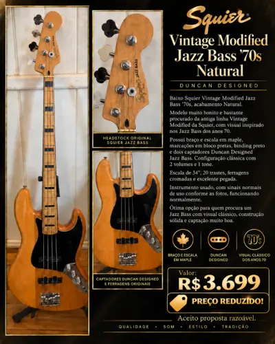 Baixo **Squier Vintage Modified Jazz Bass 70s**