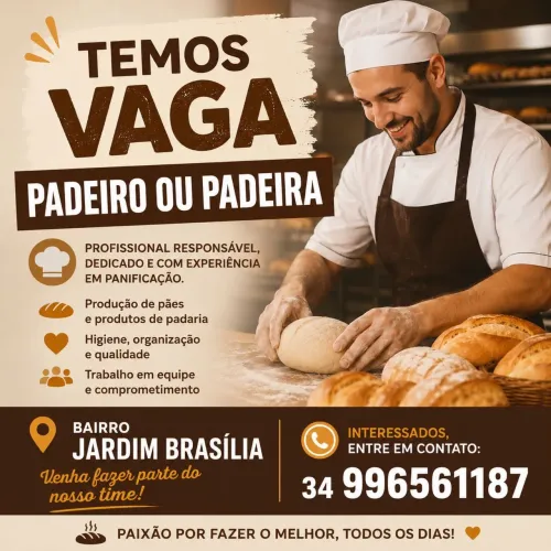 Vaga para padeiro(a) salário a combinar Bairro jardim Brasília 
