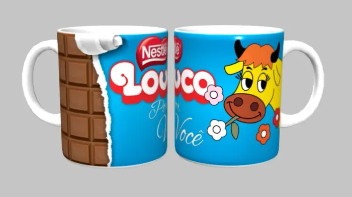 Caneca de porcelana personalizada 325 ml tema pascoa Louco por você