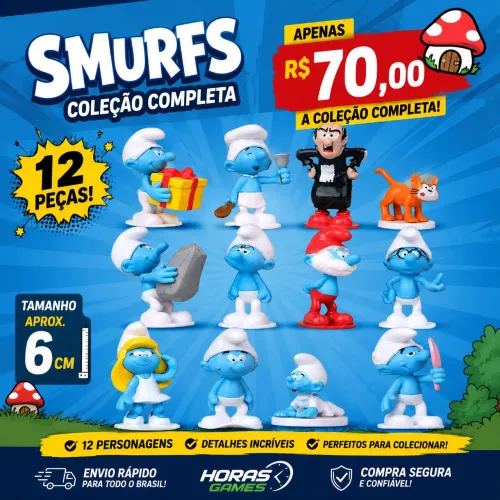 Smurfs - Coleção Completa - Miniaturas - Action Figures - Novos - 12 personagens