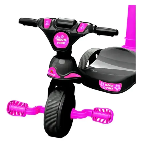 Triciclo Infantil Black Racer Pink Com Empurrador Xalingo