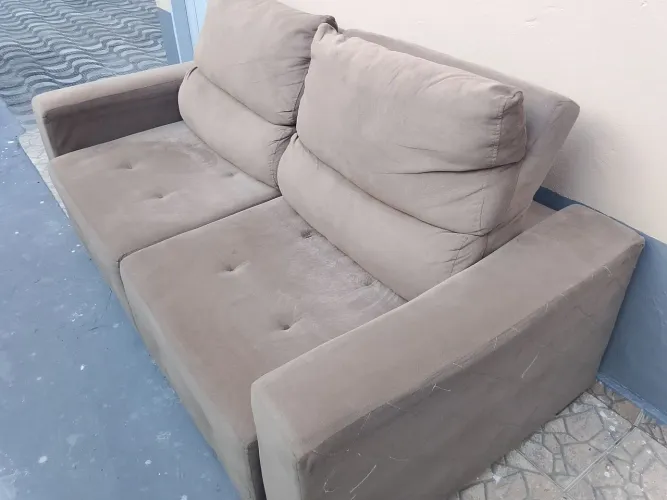 Sofá Extensível Suede Cinza 2 Lugares - Retirada no Japiim