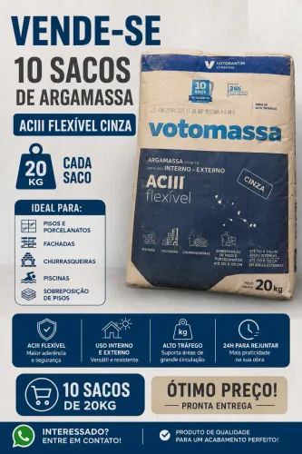 VENDO - 10 SACOS DE ARGAMASSA VOTOMASSA ACIII FLEXÍVEL CINZA (20 KG)