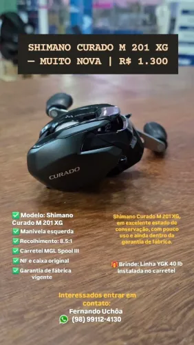 CARRETILHA SHIMANO CURADO M 201 XG ? MUITO NOVA | R$ 1.400