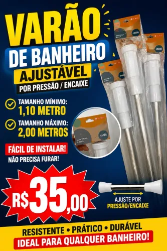 VARÃO DE BANHEIRO AJUSTÁVEL