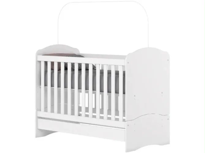Quarto de Bebê Completo com Berço Cômoda e Guarda-roupa Henn Bala de Menta Branco