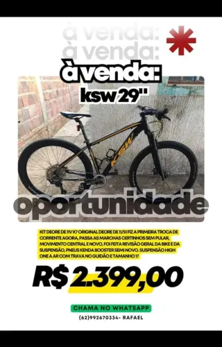 Bike ksw com câmbio Shimano Deore e suspensão ar parcelo em 10 x no cartão sem juros