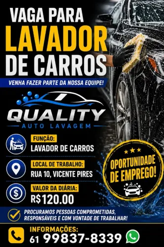 Oportunidade para lavador de veiculos!
