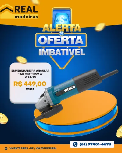 PROMOÇÃO! ESMERILHADEIRA 1100W 125mm