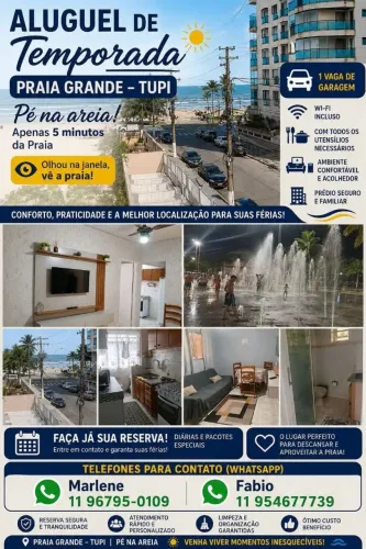 ALUGO APARTAMENTO P TEMPORADA NA PRAIA GRANDE TUPI 