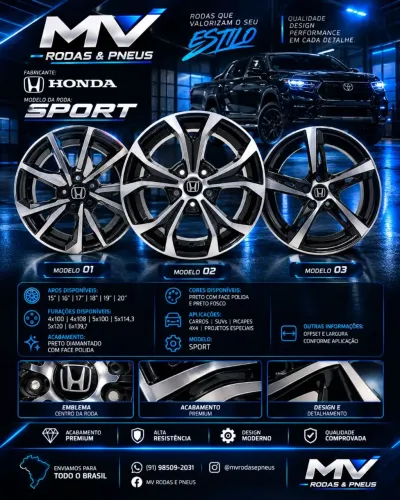 JOGO DE RODAS ARO 15", 16", 17", 18", 19