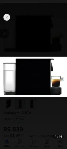 Cafeteira Nespresso 220volts