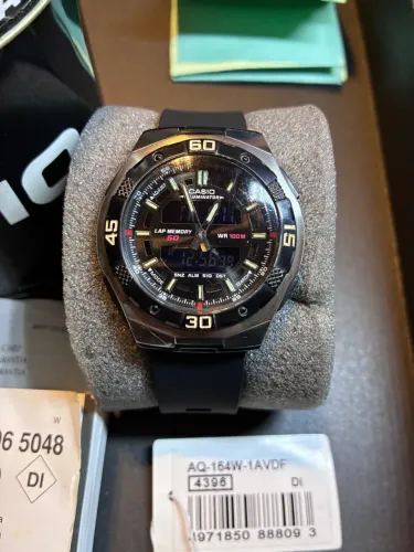 relógio casio aq-164w-1av original completo - funcionando