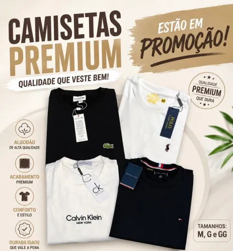 CAMISETAS PERUANAS 97% ALGODÃO 3% ELASTANO