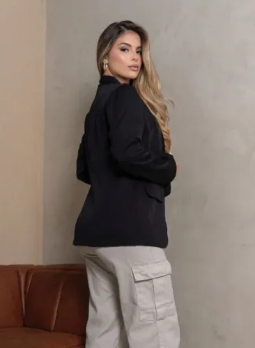 Blazer alfaiataria, preto.