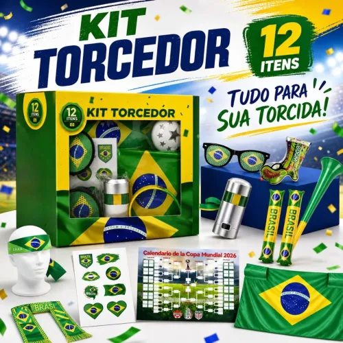? KIT TORCEDOR BRASIL - 12 ITENS PARA ENTRAR NO CLIMA DA TORCIDA! ?