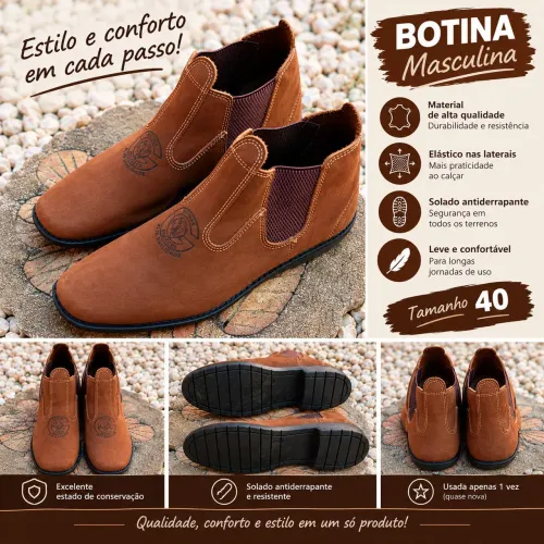 Bota masculina tam. 40 usada uma única vez, excelente estado