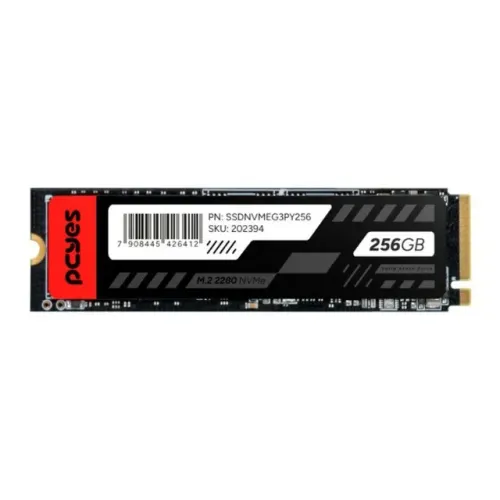 SSD PCYES M.2 2280 NVME PCIE 3.0X4 256GB - LEITURA 2019MB GRAVACAO 1052MB/S - SSDNVMEG3PY2