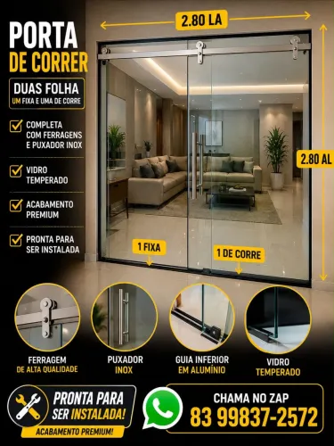 Porta de vidro completa