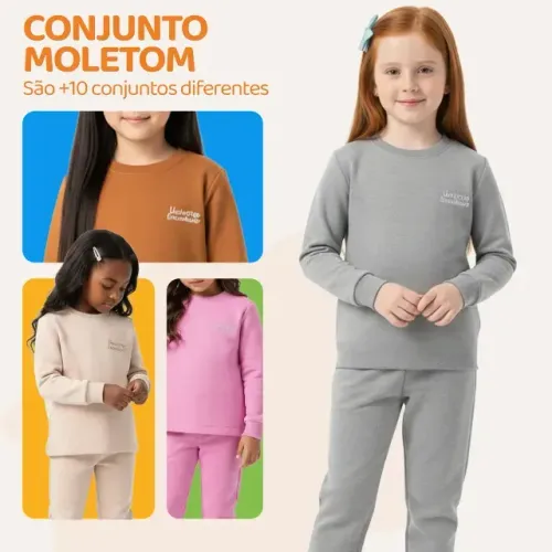 Kit 4 Peças Moletom Peluciado Infantil Menina Inverno Frio