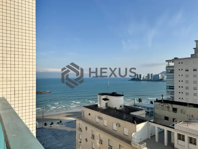 Apartamento com vista mar a 1 quadra da praia nas Pitangueiras, Guarujá