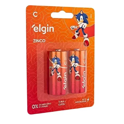 PILHA ELGIN ZINCO TAMANHO C BLISTER C/2 UNIDADES