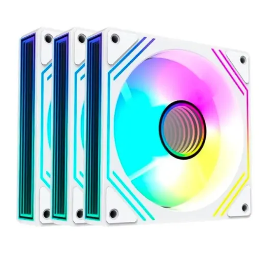 Kit Ventoinhas Acegeek Neon, ARGB, 3x120mm, Branco, novo lacrado na caixa.