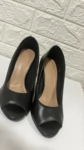 Sapato Anabela Peep Toe 