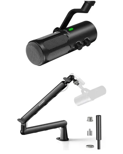Microfone Dinâmico Fifine Tank3 + Suporte Articulado Low Profile 