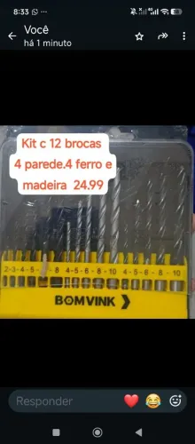 12 brocas 4 parede 4 ferro 4 madeira