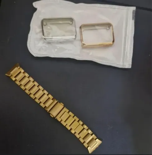 Pulseira de aço dourado + 2 proteções de tela - Samsung Fit 3